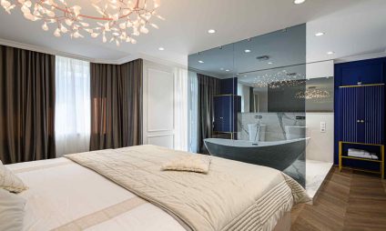 Grande chambre ouverte lumineuse